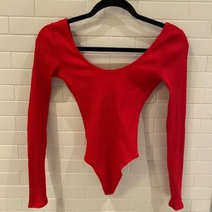 Red long sleeve Bodysuit
